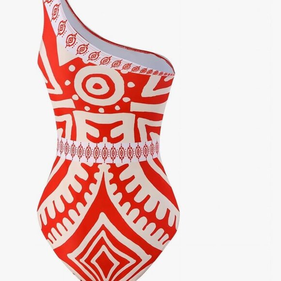 New NWT One Piece Swimsuit w/ Cover Up Sarong One Shoulder Size Small - Picture 2 of 7